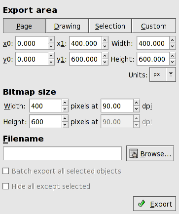 Export Bitmap dialog.