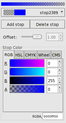 Gradient Editor dialog: Second Stop.