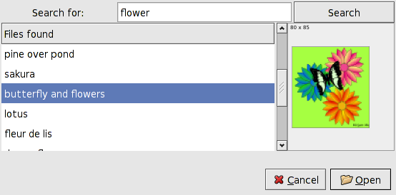Import from Open Clip Art Library dialog.