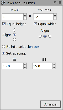 Rows and Columns dialog.