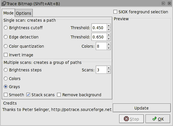 Trace Bitmap dialog.
