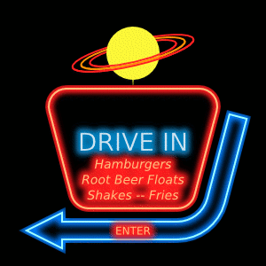 An animated neon sign: (GIF).