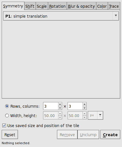 Create Tiled Clones dialog.