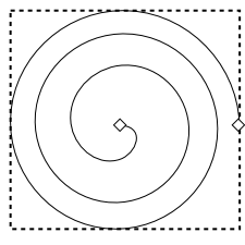 A spiral with a divergence of 0.5.