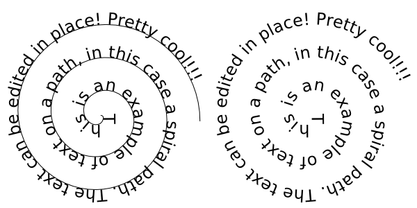 Text on a spiral path.