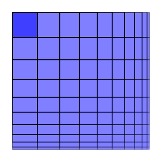 A P1 symmetry tiling with a cumulative negative scaling.