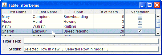 TableFilterDemo without sorting