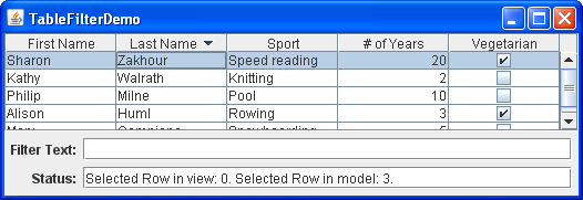 TableFilterDemo with reverse sorting in second column