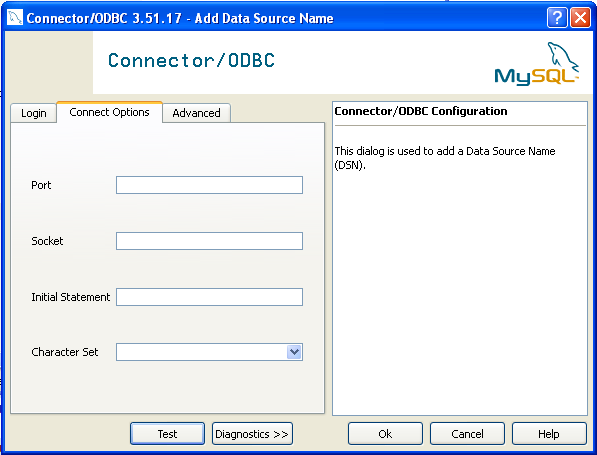 Connector/ODBC Connect Options
Dialog