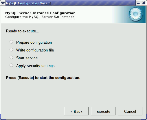 MySQL Server Configuration Wizard:
Confirmation