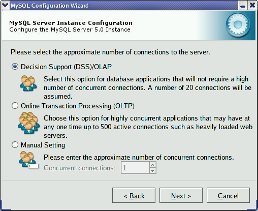 MySQL Server Configuration Wizard:
Connections