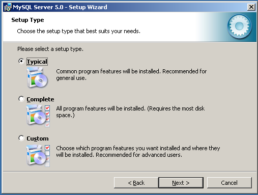 MySQL Installer Setup type
(Windows)